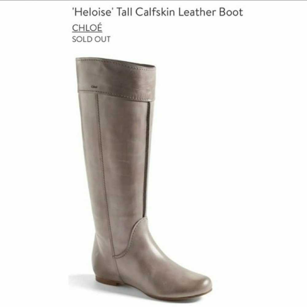 Chloé Heloise Gray Calfskin Tall Leather Boot W/D… - image 1