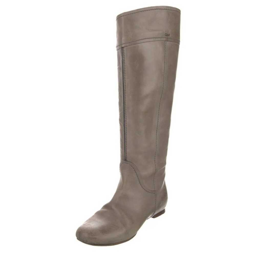 Chloé Heloise Gray Calfskin Tall Leather Boot W/D… - image 2