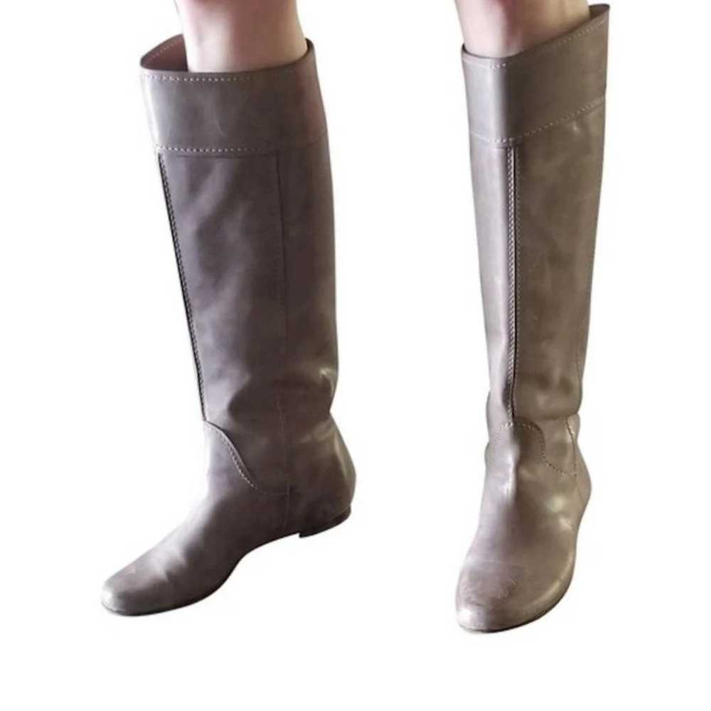 Chloé Heloise Gray Calfskin Tall Leather Boot W/D… - image 3