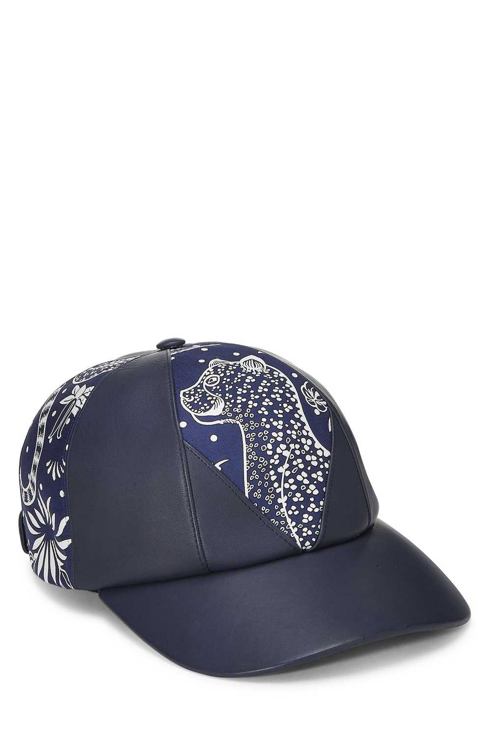 Navy Lambskin Les Leopards Thelma Baseball Cap - image 1