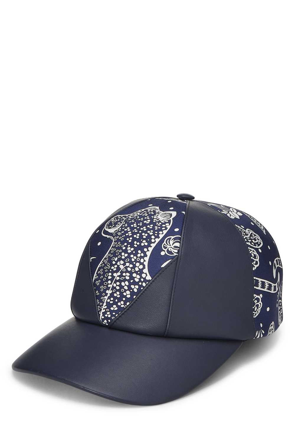 Navy Lambskin Les Leopards Thelma Baseball Cap - image 2