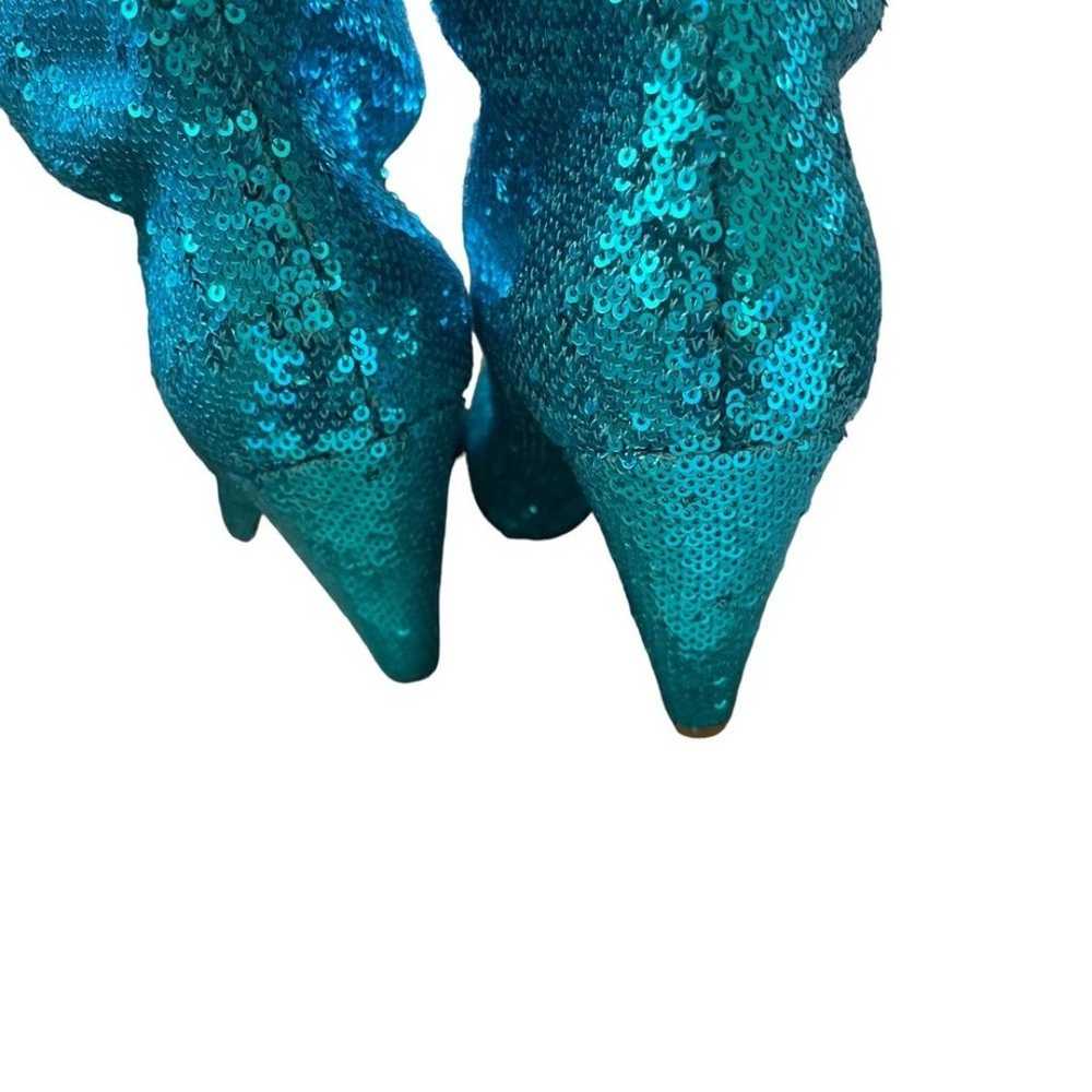 P.A.R.O.S.H Blue/Teal Knee High Sequin Boots Size… - image 4