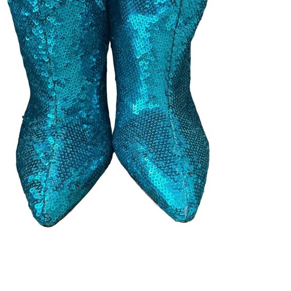 P.A.R.O.S.H Blue/Teal Knee High Sequin Boots Size… - image 7
