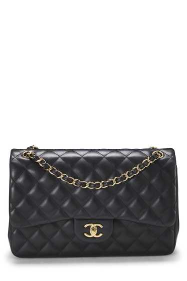 Black Quilted Lambskin New Classic Double Flap Ju… - image 1