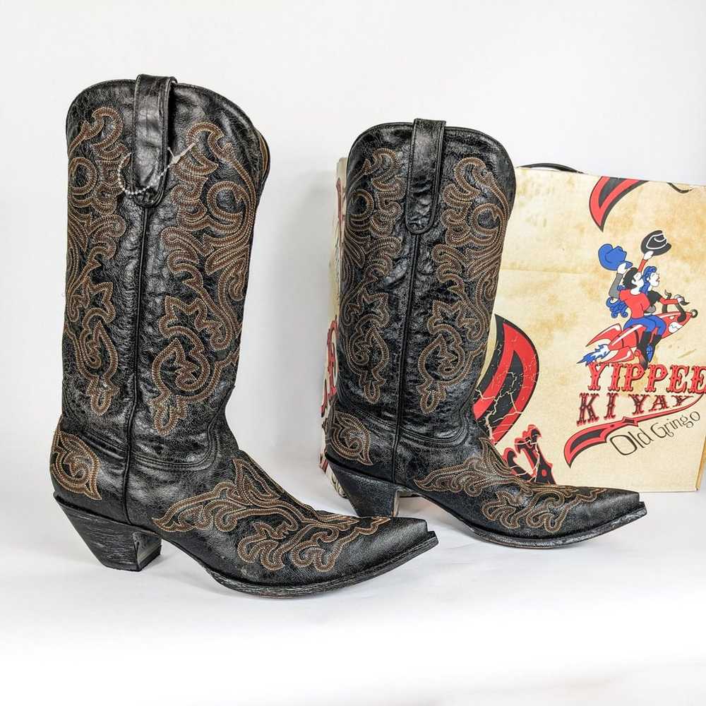 Old Gringo Western Cowboy Boots Black Leather Bro… - image 1