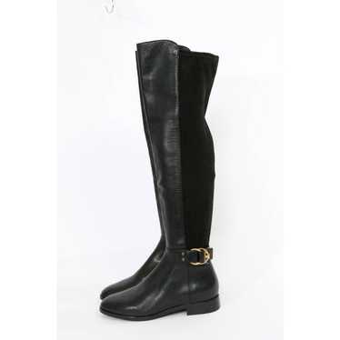 TORY BURCH Black Leather Suede Over the Knee Boot… - image 1