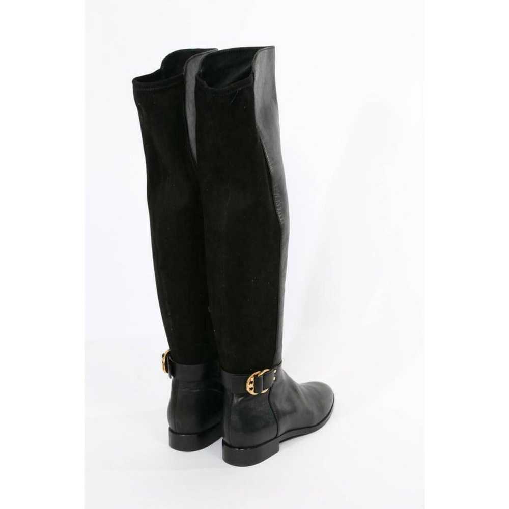 TORY BURCH Black Leather Suede Over the Knee Boot… - image 2