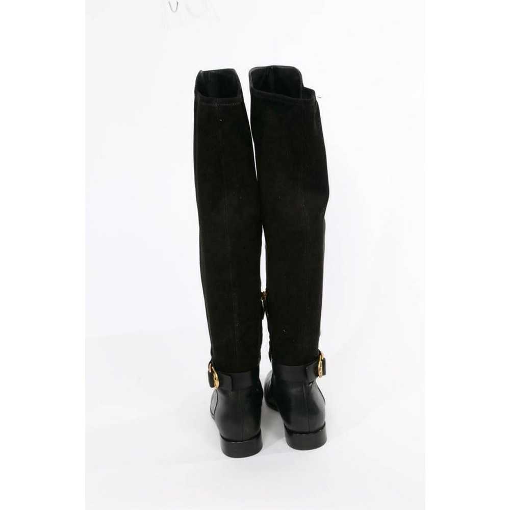 TORY BURCH Black Leather Suede Over the Knee Boot… - image 3