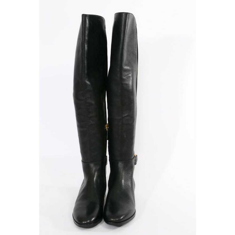 TORY BURCH Black Leather Suede Over the Knee Boot… - image 5