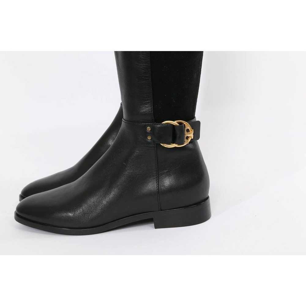TORY BURCH Black Leather Suede Over the Knee Boot… - image 6