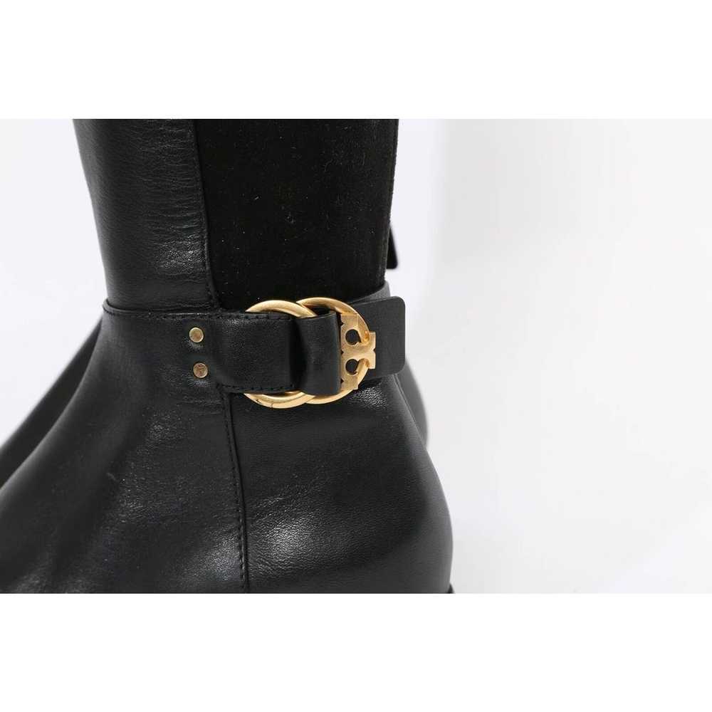 TORY BURCH Black Leather Suede Over the Knee Boot… - image 7