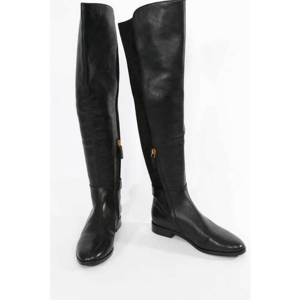 TORY BURCH Black Leather Suede Over the Knee Boot… - image 8
