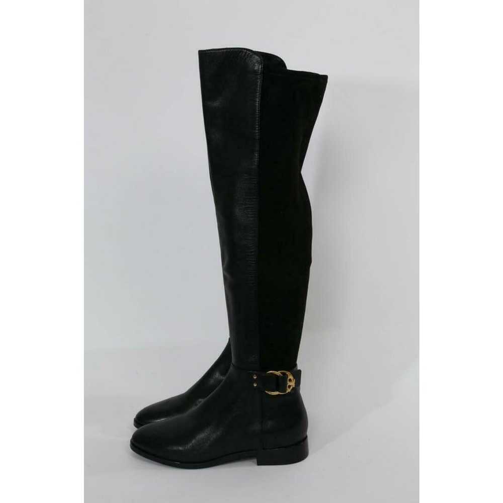 TORY BURCH Black Leather Suede Over the Knee Boot… - image 9