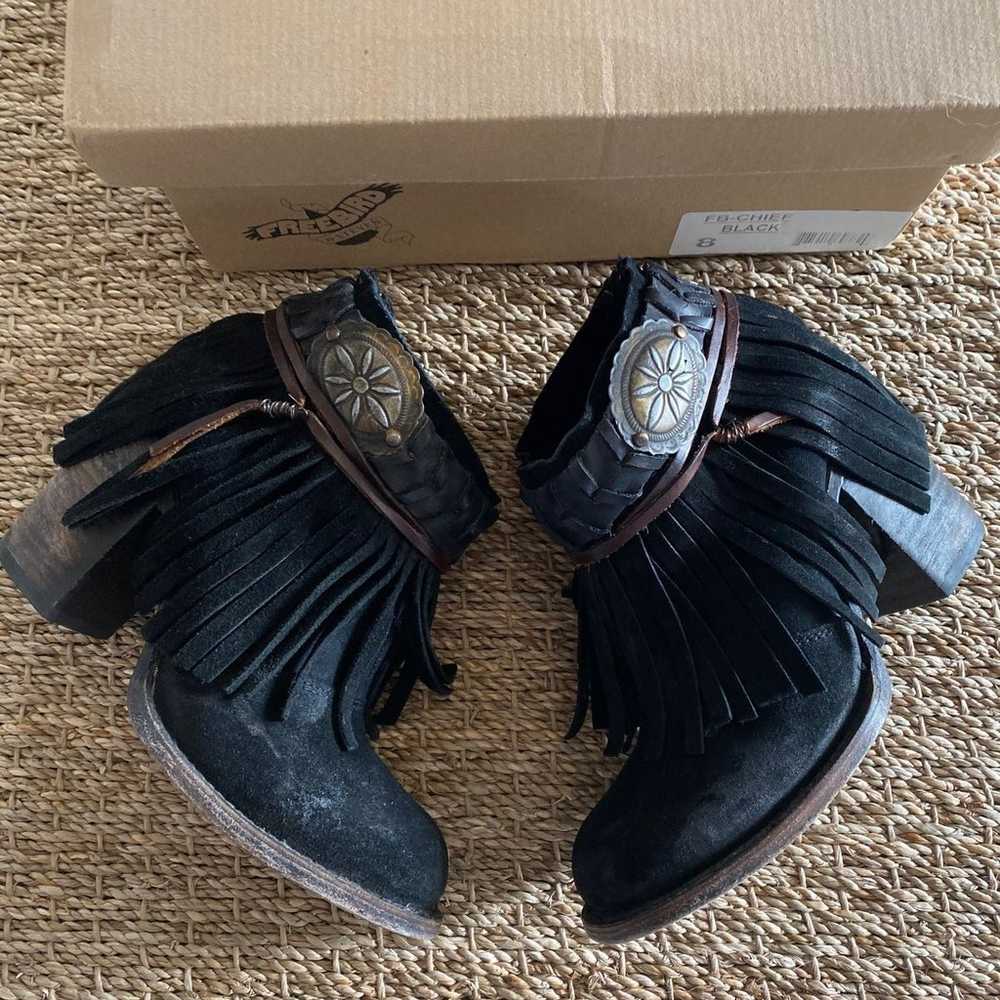 Freebird Fringe Black Boots size 8 - image 3