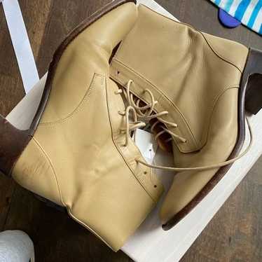 By far / leather lace up combat heeled boots ivor… - image 1