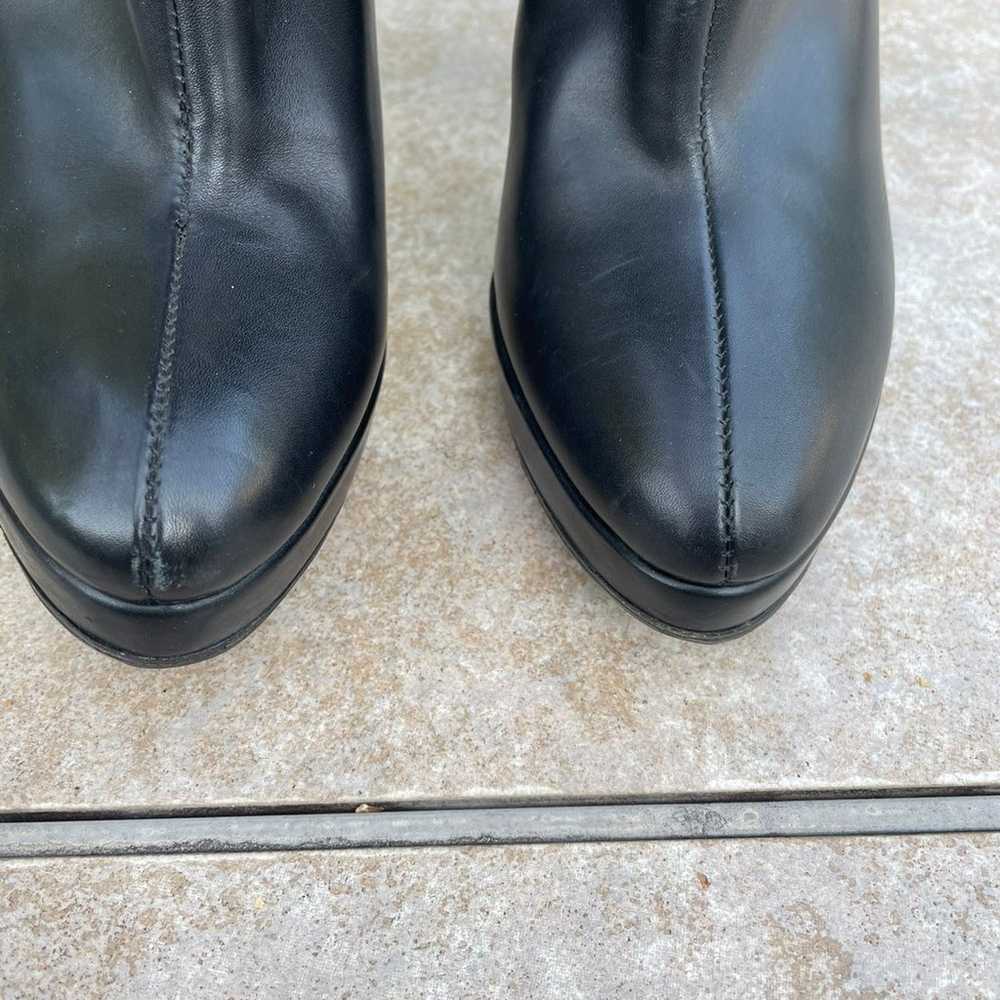 Prada black leather high heel platform boots - image 10