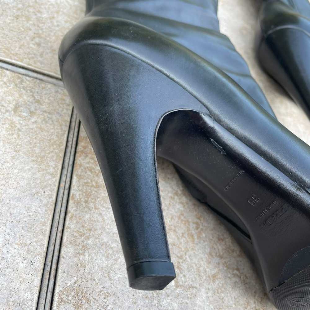Prada black leather high heel platform boots - image 12