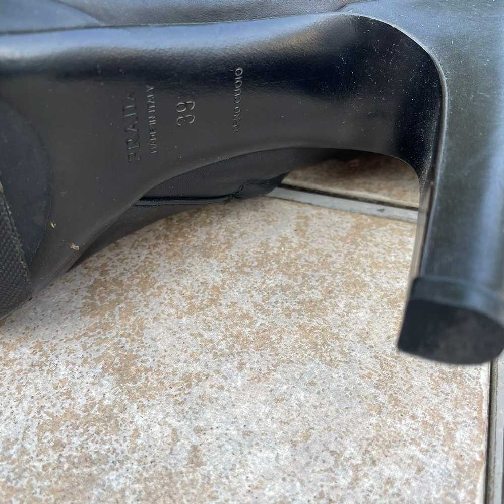 Prada black leather high heel platform boots - image 2
