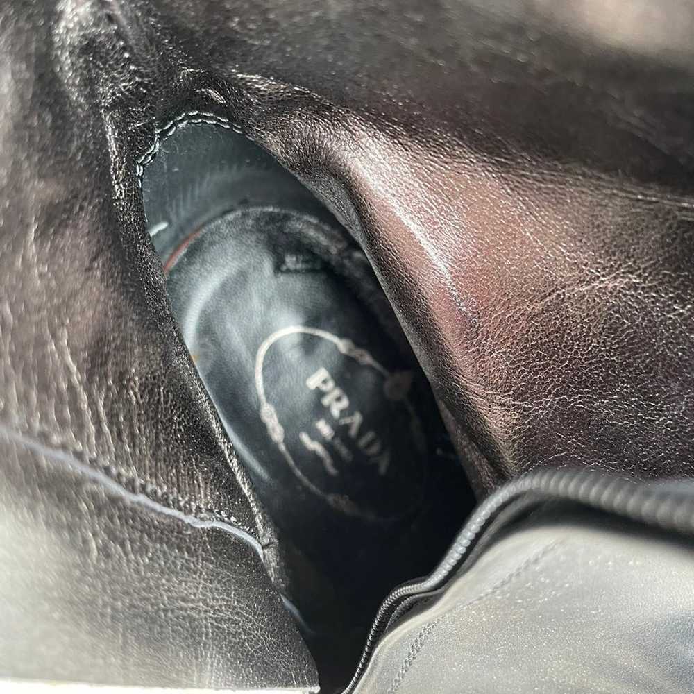 Prada black leather high heel platform boots - image 6