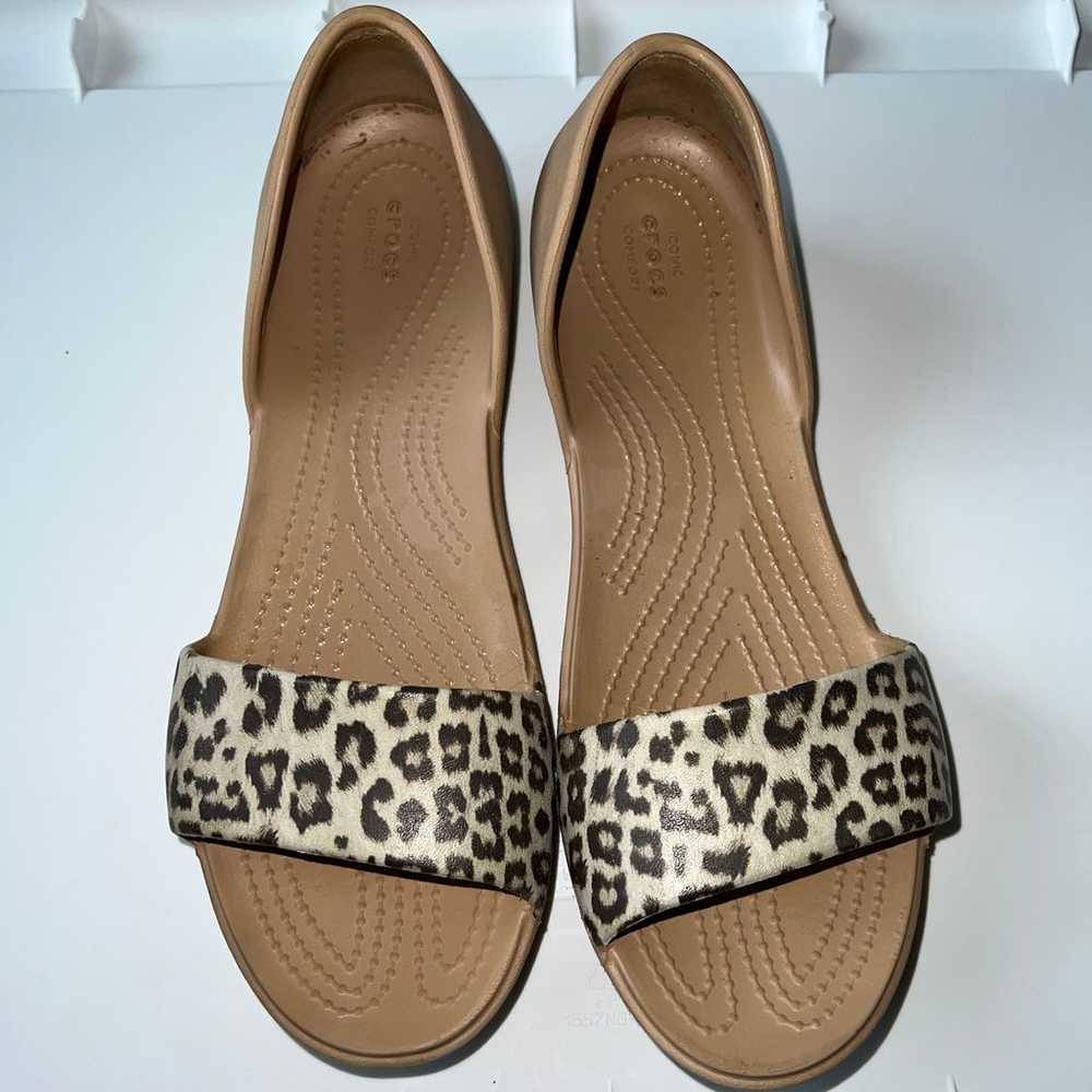 Crocs Tan Leopard Print Open Toe Flats - image 2
