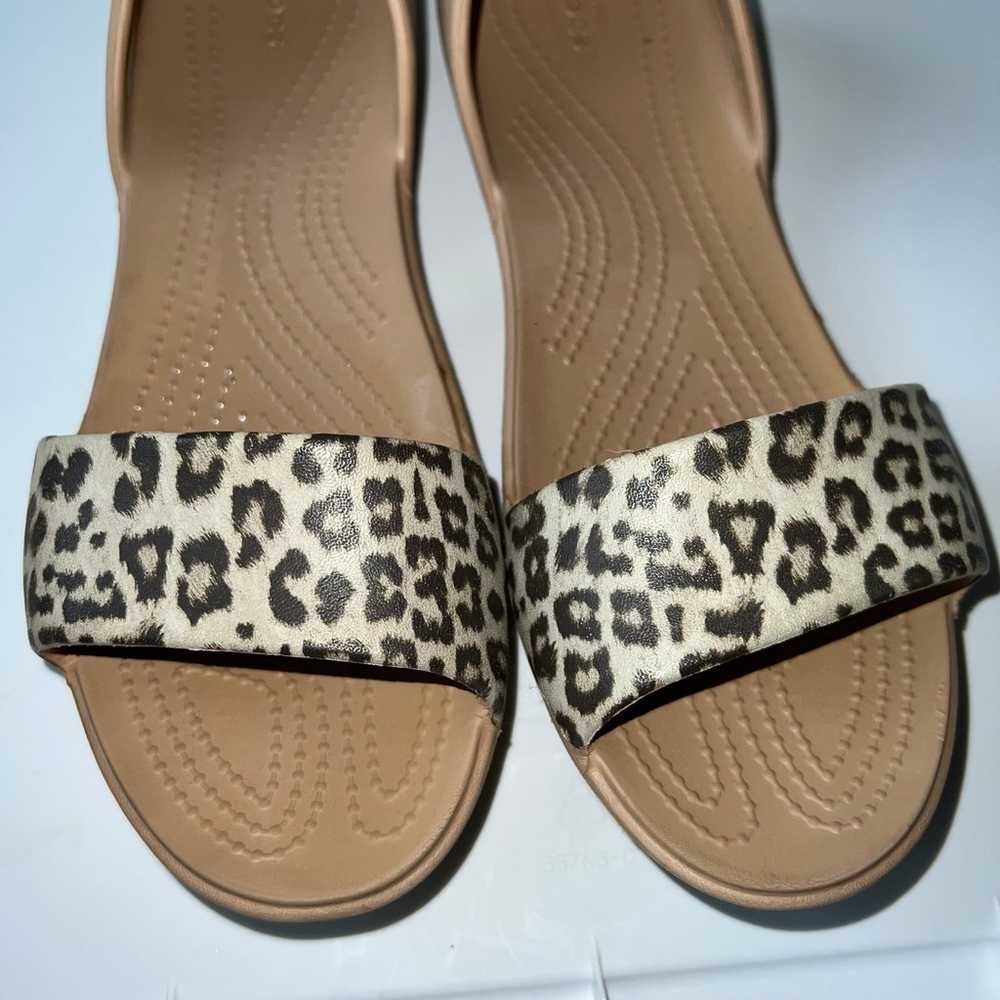Crocs Tan Leopard Print Open Toe Flats - image 3