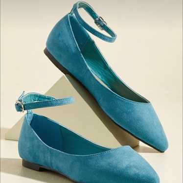 Modcloth blue faux suede flats size 11 - image 1