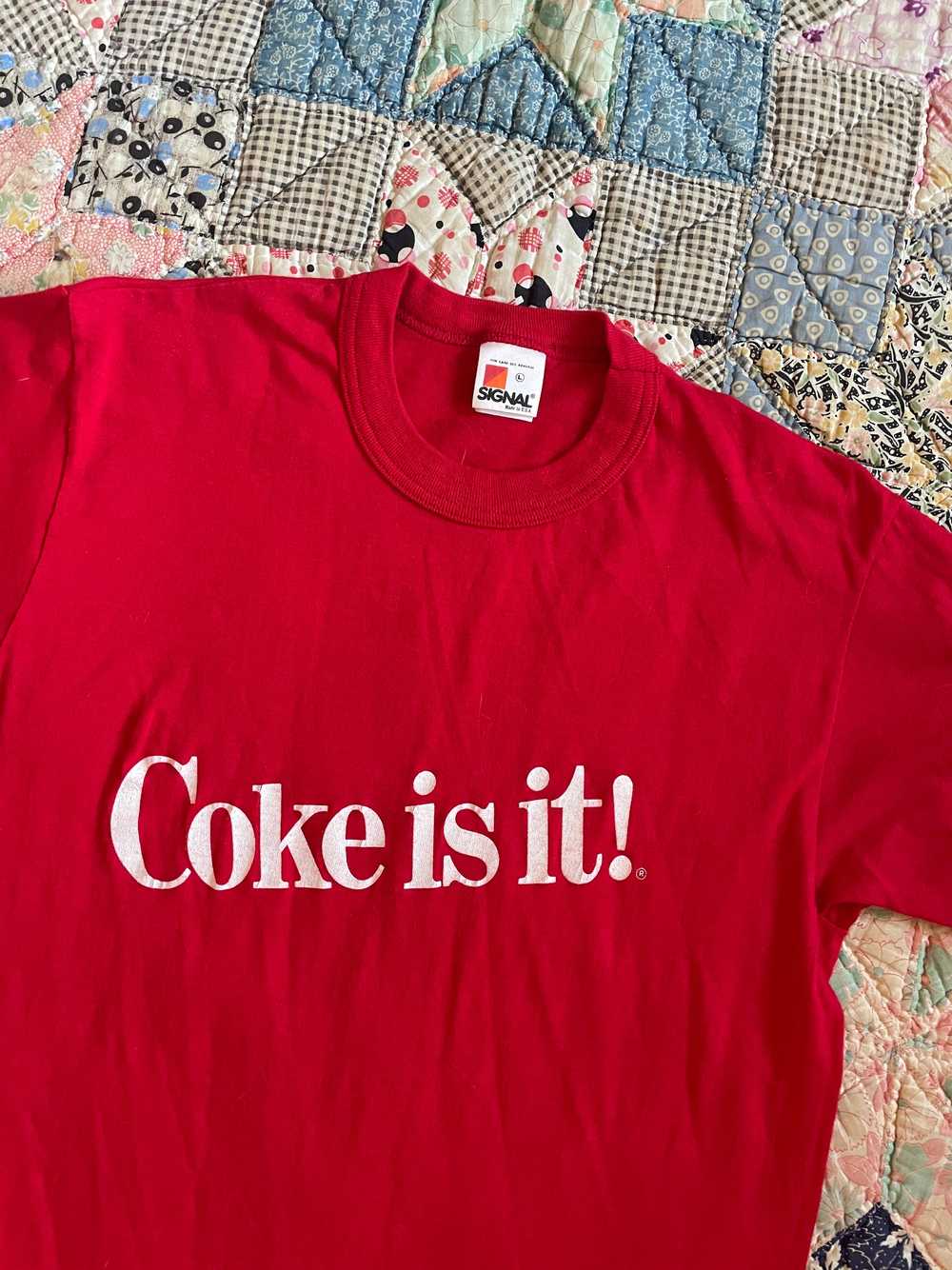 1980s Red Coke Is It! Soda Tee - Size Medium - image 2