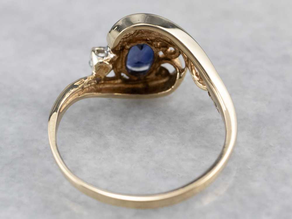 Asymmetrical Sapphire Diamond Gold Filigree Ring - image 6