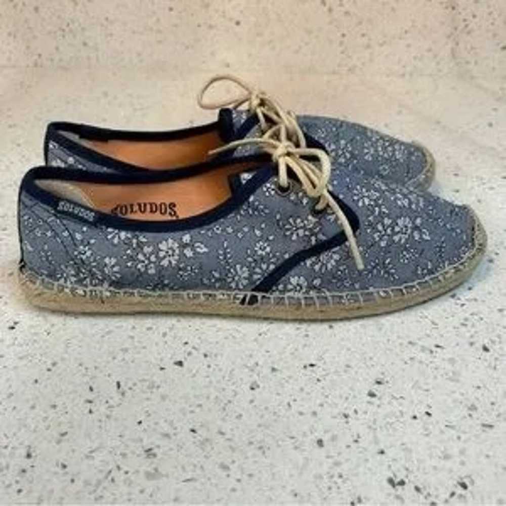 Soludos Blue Denim Chambray ditsy Floral Espadril… - image 4