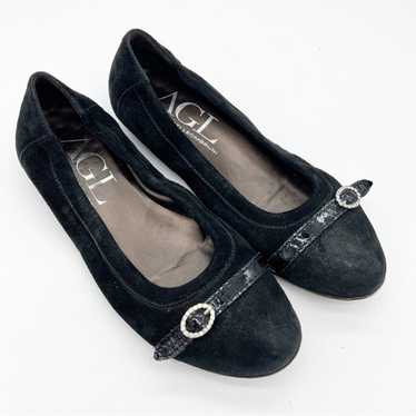 AGL Black Suede Flats