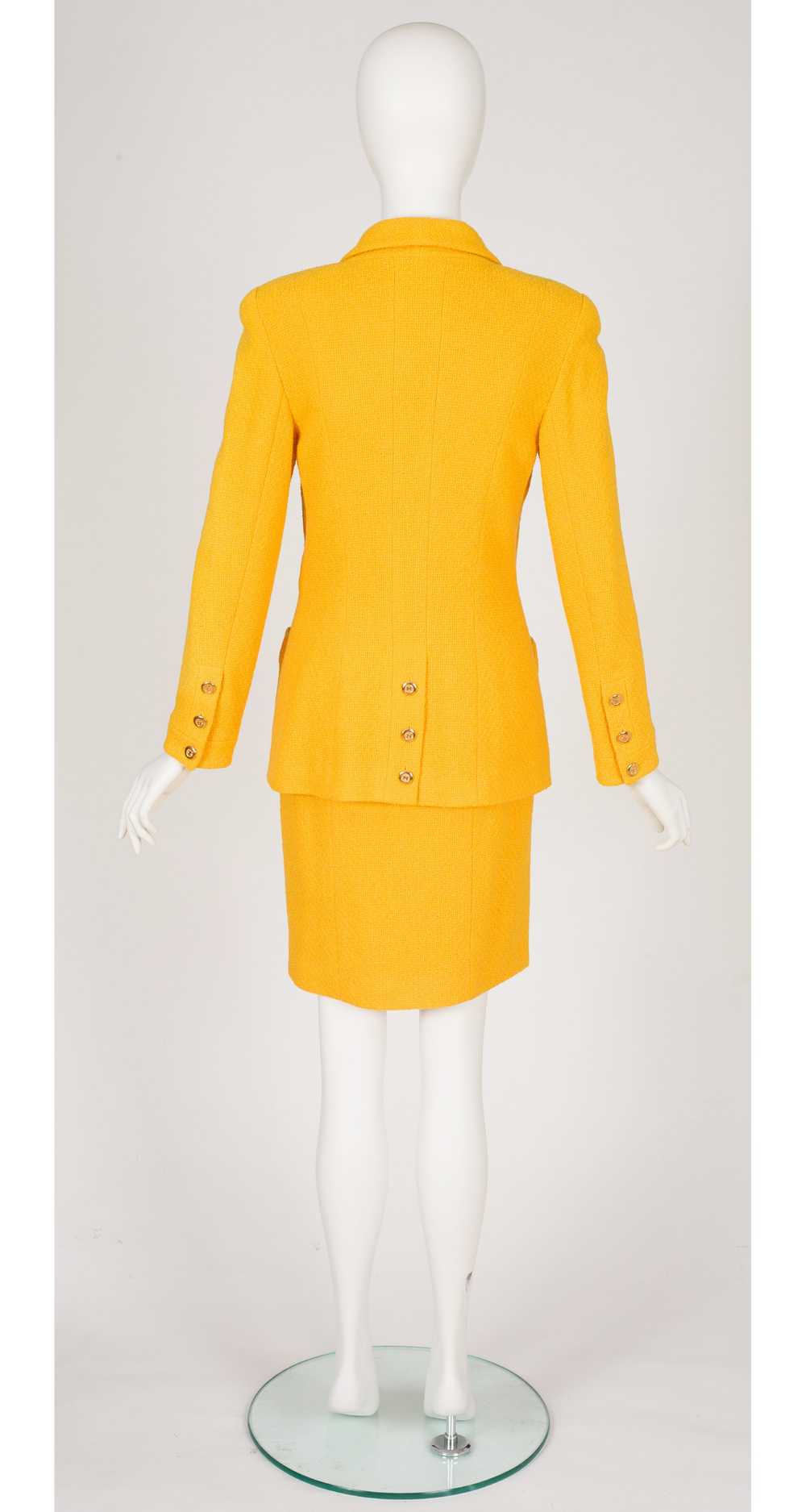 Chanel 1989 S/S Canary Yellow Wool Tweed Skirt Su… - image 4