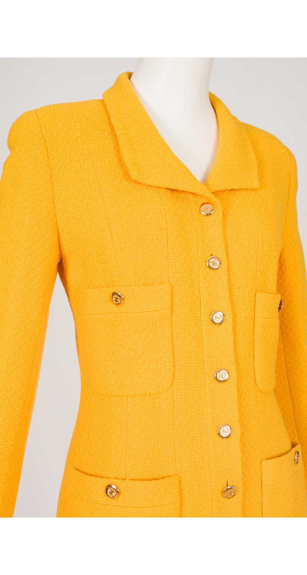 Chanel 1989 S/S Canary Yellow Wool Tweed Skirt Su… - image 5