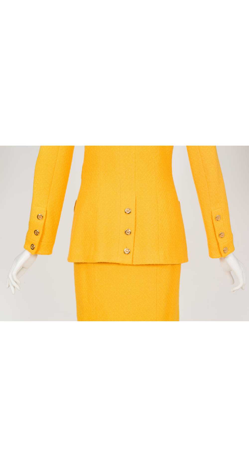 Chanel 1989 S/S Canary Yellow Wool Tweed Skirt Su… - image 6