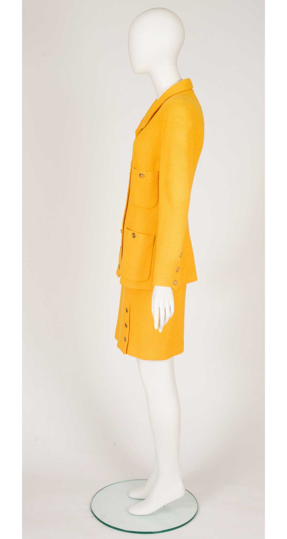 Chanel 1989 S/S Canary Yellow Wool Tweed Skirt Su… - image 7