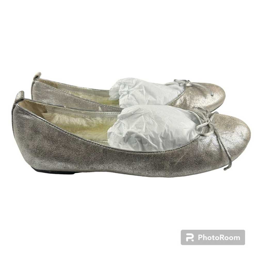 Chico's Fuzzy Lined Ballet Flats Metallic Silver … - image 5
