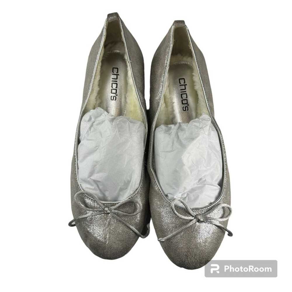 Chico's Fuzzy Lined Ballet Flats Metallic Silver … - image 9
