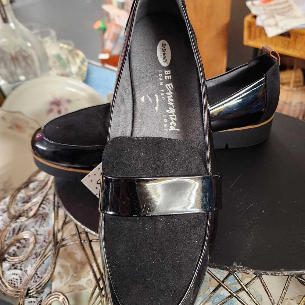 Ladies Size 10 Black Patent Slip On Shoes by Dr S… - image 2
