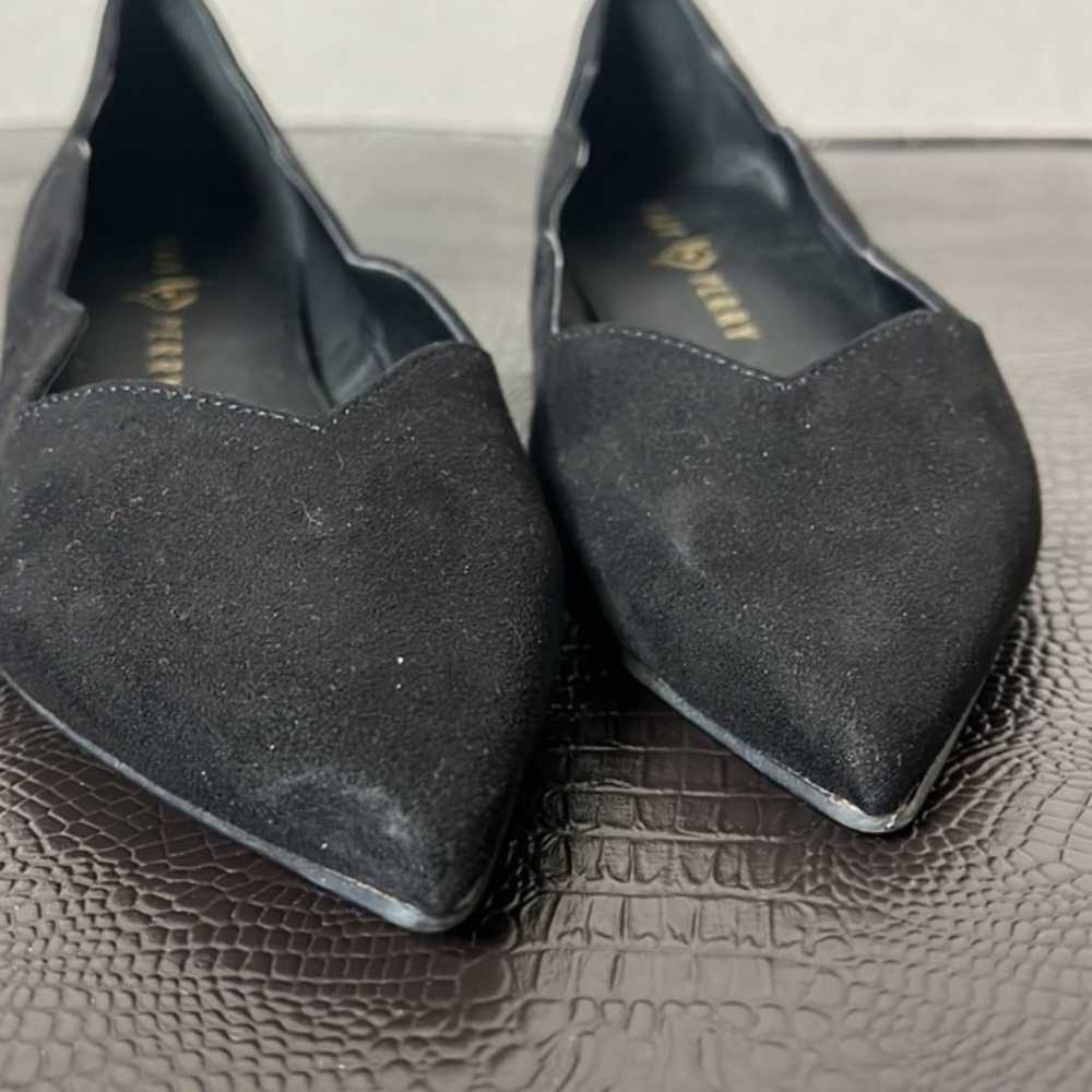 Katy Perry Black Suede Scalloped Pointy Toe Flats… - image 4