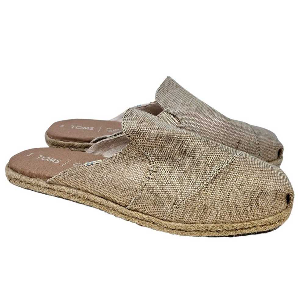 NEW Toms 9 Espadrille Slide Mule Flat Woven Flax … - image 1