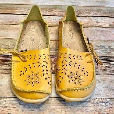 Socofy Loafer Yellow Leather Flat Slip On Moccasin - image 1
