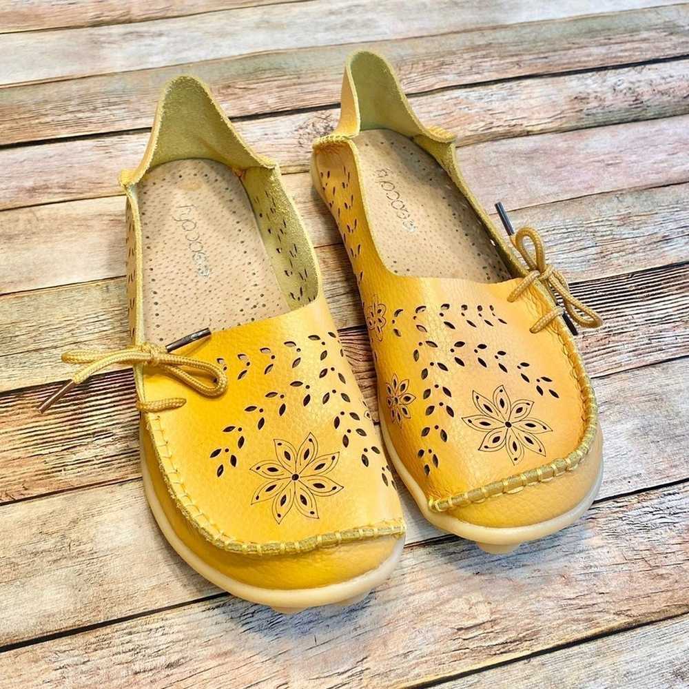 Socofy Loafer Yellow Leather Flat Slip On Moccasin - image 2