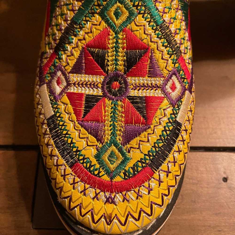 Moroccan Yellow Leather Embroidered Shoes - image 3