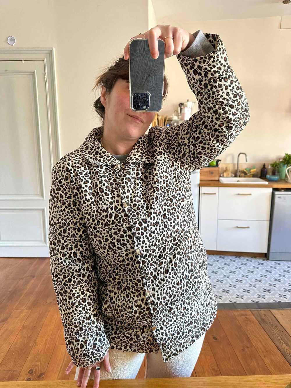 Leopard silk down jacket - Leopard quilted jacket… - image 3