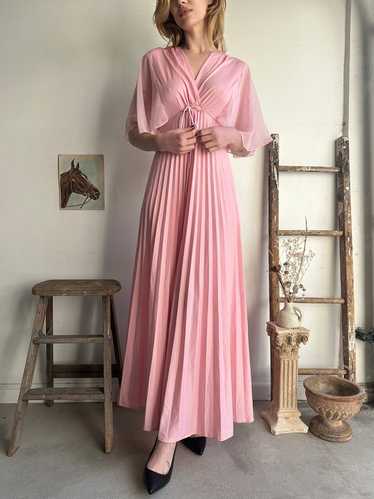 1960s Pleated Pink Dress (M)