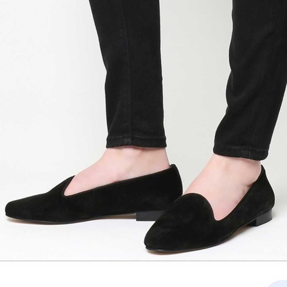 J. CREW Black Suede leather Smoking Slip-on flats… - image 2