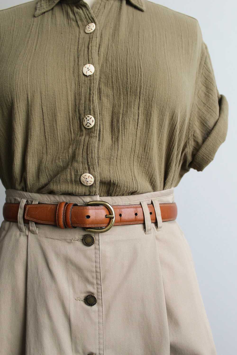 button front almond cotton midi skirt - image 4
