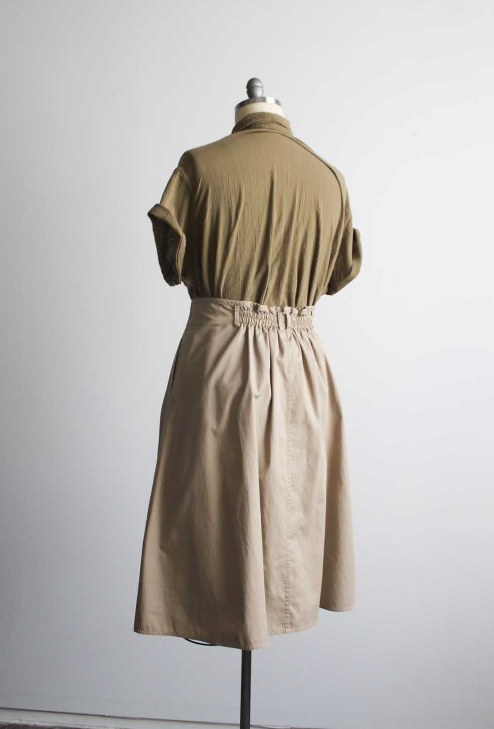 button front almond cotton midi skirt - image 5