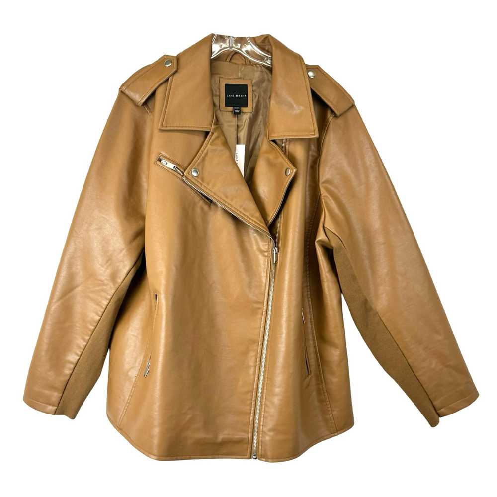 Lane Bryant Tan Faux Leather Moto Jacket - image 1