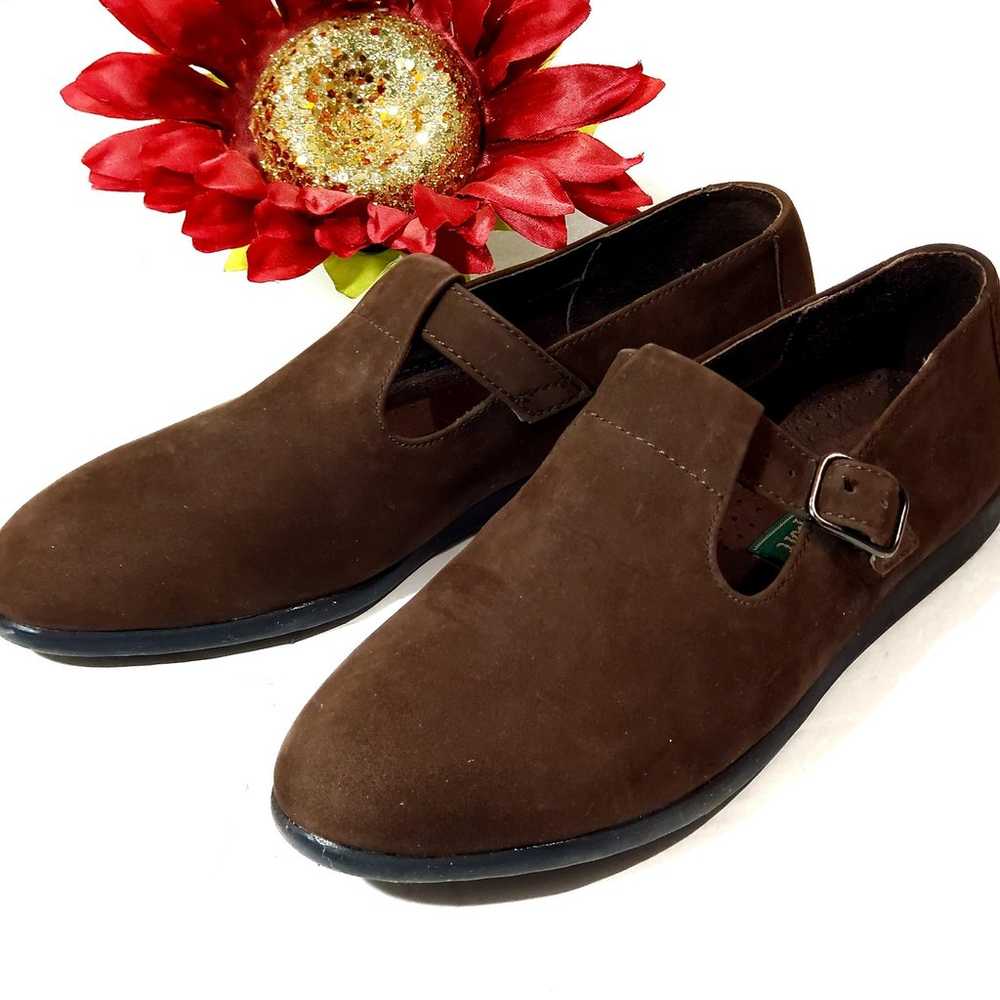 Rockport Brown Leather Suede Mary Jane Buckle Fla… - image 2