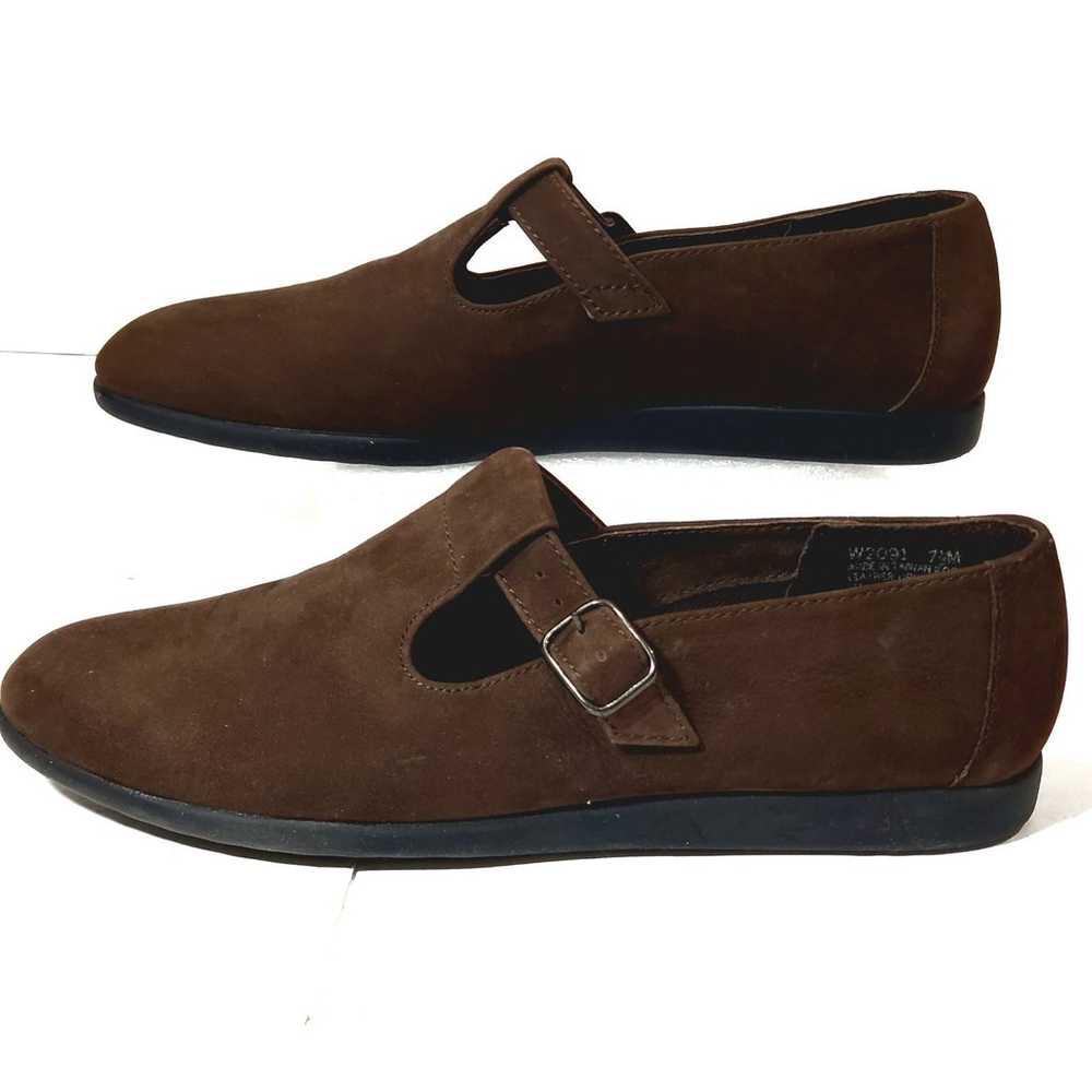 Rockport Brown Leather Suede Mary Jane Buckle Fla… - image 6